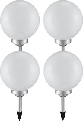 Produktbild von 4x LED Solarleuchte, Kugel weiß, DM 20 cm, H 62 cm