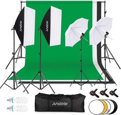 Zdjęcie produktu dla Zestaw do studia fotograficznego - zestaw oświetlenia do studia, zestaw tła, zestaw softboxów, zestaw oświetlenia studyjnego
