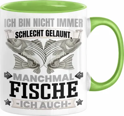 Produktbild von Fischen Angler Geschenk Tasse Ich Bin Nicht immer Schlecht Gelaunt Angler Fischer  (Grün)