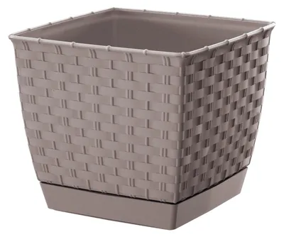 Produktbild von Prosperplast Pflanzentopf/Blumentopf - Rattan Kunststoff - 14,5 x 14,5 cm - taupe
