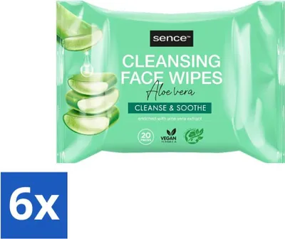 Produktbild von Sence - Aloe Vera - Gesichtsreinigungstücher - Beruhigend - 20 Tücher - Vorteilspack - 6 Stücke