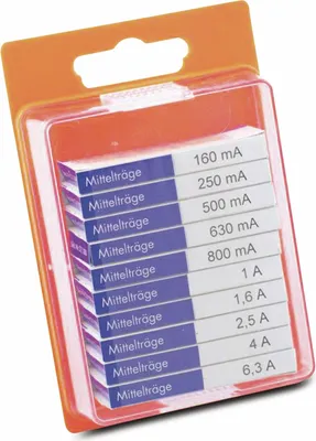 Obrázok produktu pre ESKA sortiment jemných poistiek, 121800, (Ø x dĺžka) 5 mm x 20 mm stredné -M- obsah 100 ks.