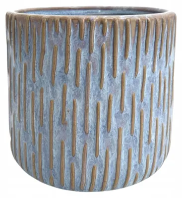 Produktbild von Donika Keramik-Blumentopf mit Streifen 11 cm Blau Beige