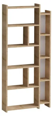 Image de Bibliothèque en bois MDF mélaminéReproduction chêne - 65 x 150 x 15 cm - Étagères ouvertes