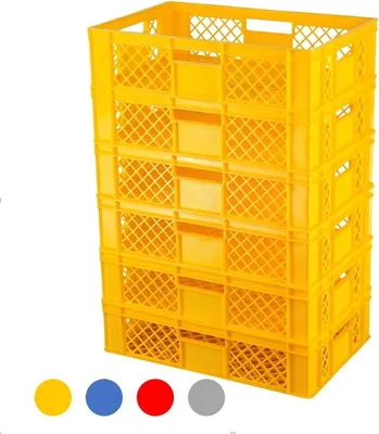 Produktbild von 6 Stück Bäckerkisten / Brotkisten 600 x 400 x 150 mm versch. Farben : gelb Farbe: gelb