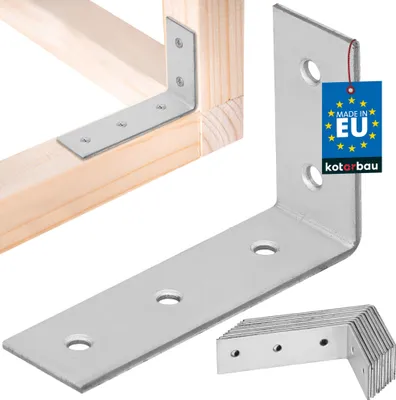 Zdjęcie produktu dla KOTARBAU® Zestaw 12 łączników kątowych Wytrzymały kątownik 50 x 80 x 25 mm stal ocynkowana Kątownik stalowy Stabilny Trwały łącznik belki Srebrny