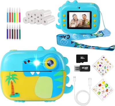Produktbild von Sofortbildkamera für Kinder 3–12 Jahre mit HD Video, 2,4 Zoll Bildschirm, 7 Rollen Thermopapier, 32GB Karte, Spielzeug Kamera-Weihnachten & Geburtstag
