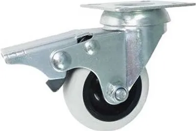 Produktbild von Lenkrollen d=50mm Kunststoff-Gummi Möbel Rollen Räder Apparaterollen Transportrollen, mit Bremse (M57TH)