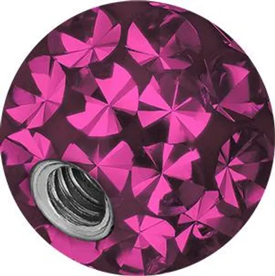 Produktbild von Chirurgenstahl Schraubkugel EPOXY Kristallfarbe: Pink Gewinde: 1,2mm | Kugelgröße: 4mm