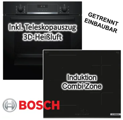 Produktbild von Herdset Bosch Backofen EcoClean + Induktionskochfeld PowerBoost autark 60 cm