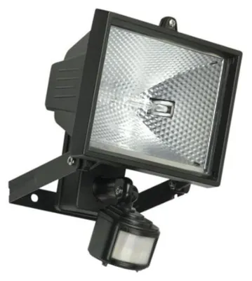 400W Halogen-Flutlicht mit PIR-Bewegungsmelder, schwarz, 1600 Lumen