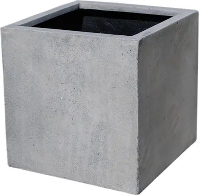 Produktbild von VIVANNO Pflanzkübel Fiberglas BLOCK Würfel, Grau Beton-Design - 40x40x40 cm