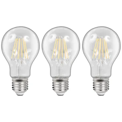 Produktbild von 3er-Pack LED Filament Set McShine, 3x Glühlampe, E27, 6W, 600lm, warmweiß, klar, dimmbar
