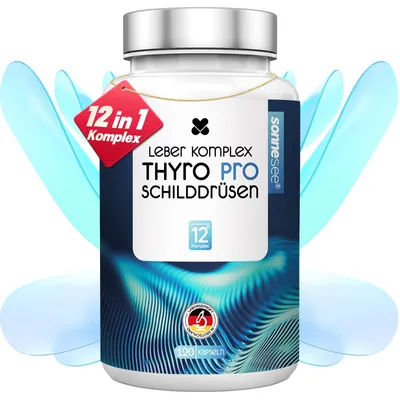 Produktbild von Sonnesee Schilddrüsen & Leber Komplex 12 in 1 mit Selen & Zink, 120 Kapseln