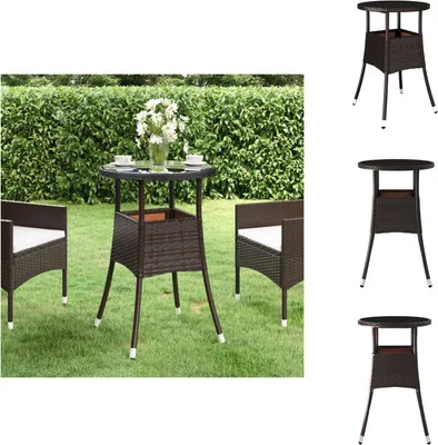 Image de vidaXL Table de jardin Ø60x75 cm verre dur et poly rotin brun - Tables de jardin
