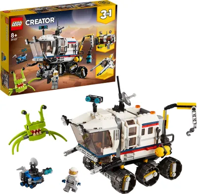 Produktbild von LEGO 31107 Creator 3in1 Planeten Erkundungs-Rover,  Raumschiff mit Roboter, Astronauten und Alien Figur, Weltraum-Spielzeug