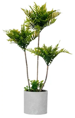 Produktbild von IBERGARDEN Zimmerpalme Zimmerpflanze 70 cm Künstliche Pflanze Kunstpflanze mit grau Topf
