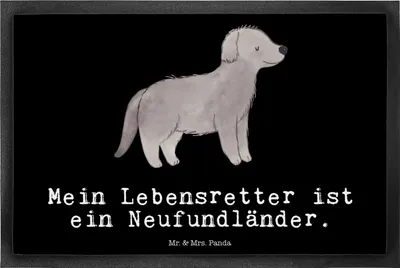 Produktbild von Mr. & Mrs. Panda Fußabtreter Neufundländer Lebensretter 40 x 60 cm - Schwarz - Geschenk, Newfoundland, Schmutzmatte, Bodenvorleger, flurmatte, fußmatte, Gummimatte