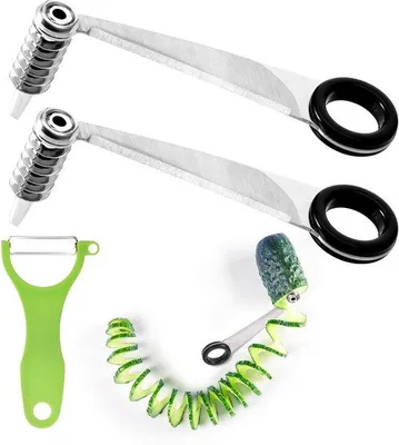 Produktbild von Famanu Spiralschneider Set 2-teilig mit Schälmesser – Edelstahl, kompakt, ergonomisch