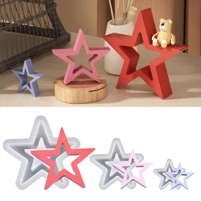 Produktbild von 3-teilige Silikon-Sternform, Silikon-Weihnachtsform, Kerzenform für Bastelprojekte