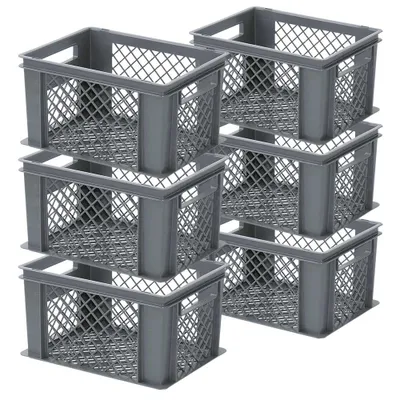 Produktbild von 6x Stapelkorb / Eurobehälter, LxBxH 400 x 300 x 225 mm, 21 Liter, Farbe grau