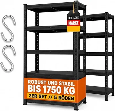 Imagen del producto de Estantería de alta capacidad, color , 2 unidades | 180x90x40 cm, capacidad de 875 kg, 5 niveles