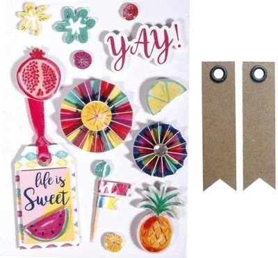 Produktbild von 13 Aufkleber 3D - Sommerfest + 20 Wimpel Kraft Etiketten