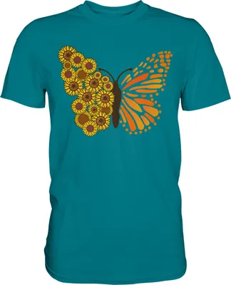 Produktbild von Sonnenblumen Schmetterling T-Shirt – Diva Blue / XL