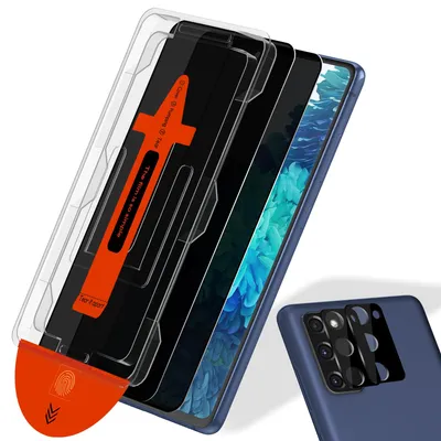 Produktbild von 2-Pack Samsung S20 FE Displayschutzfolie Privacy & 2-Pack Kameraschutz - Gehärtetes Glas | [Automatische Installation] - Blasenfrei
