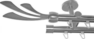 Produktbild von Innenlauf Gardinenstange Edelstahl Look 20mm Deckenbefestigung, 2-läufig Schweif, Länge wählbar D40 E84E30