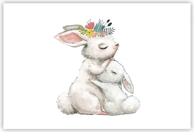 Produktbild von Poster - Poster ohne Rahmen - Kaninchen Hase Kinder - 91,5x61 cm - Wand Bild - Wanddeko - Wandbilder - Kunstposter - Wandposter - Bilder - Kunstdruck - Wanddekoration - Wandbild - P2XAA91x61-4725
