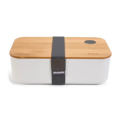 Produktbild von Kunststoff Lunchbox 1200 ml mit Holz Deckel 19,5 x 11,5 x 5,5 cm Brotdose Vesperdose Brotbox