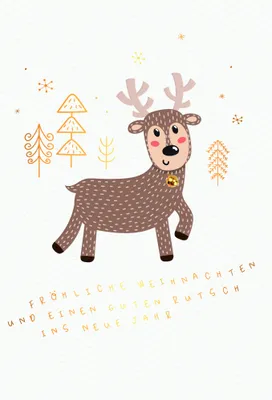 Produktbild von Weihnachten Grußkarte - Glückwunschkarte mit Umschlag - Rentier