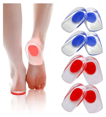 Produktbild von 4 Paar Gel-Ferseneinlagen, Silikon Fersenpolster für Damen und Herren bei Plantarfasziitis und Achillessehnenbeschwerden
