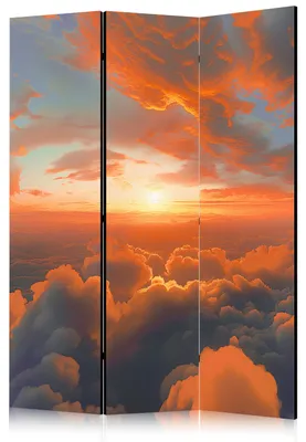 Produktbild von Muralo Beidseitig bedruckter PARAVENT 3-teilig Raumteiler klappbar SONNENUNTERGANG UND WOLKEN 135cmx172cm
