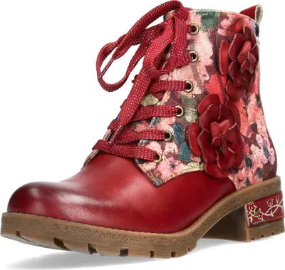 Produktbild von Laura Vita Damen Stiefelette Leder Blumen Blütenapplikation Cocrailo 47, Größe:37 EU, Farbe:Rot