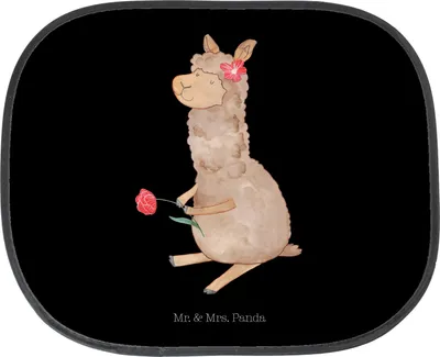 Produktbild von Mr. & Mrs. Panda Sonnenschutz Fürs Auto Alpaka Blume - Schwarz - Geschenk, für, hitzeschutz, Spruch, Lama, Sonnenblende, Lamas, Autoscheibe