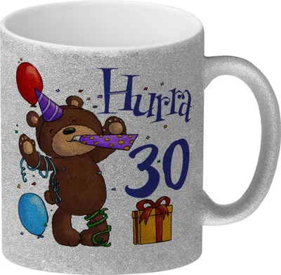 Produktbild von 30. Geburtstag Glitzer-Kaffeebecher mit lustigem Spruch: Teddy