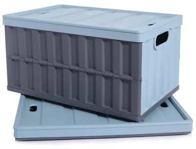 Faltbare Aufbewahrungsboxen 64L, 2er-Set, Kunststoff, mit Deckel