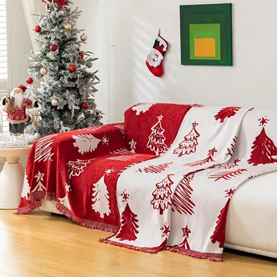 Produktbild von Sofadecke Chenille 180x340cm Weihnachten-01 rutschfest L-förmige Sofas