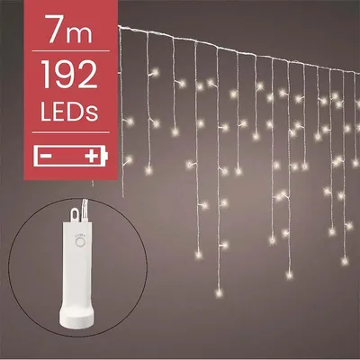 Produktbild von Batteriebetriebenes Eiszapfenlicht - 7 Meter - 192 LED-Lichter - warmweiß - Blinkfunktion