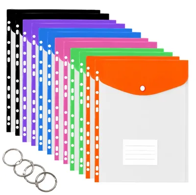 Immagine prodotto di Omgoods - 12 raccoglitori per documenti formato A4 in 6 colori, impermeabili ed espandibili