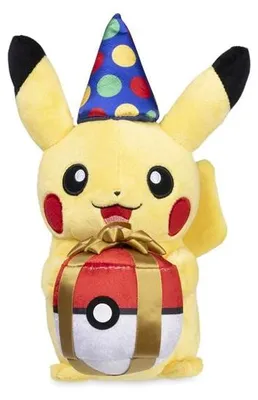 Produktbild von Pokémon Center Geburtstags-Pikachu (Birthday Pikachu) PokéPlüsch – 23 cm