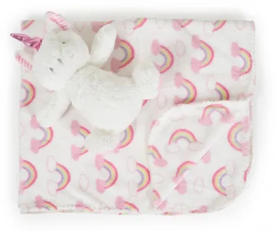 Produktbild von Cangaroo Babydecke 90 x 75 cm mit Plüschtier kuschelige Babydecke Krabbeldecke pink