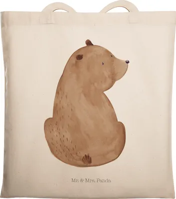 Produktbild von Mr. & Mrs. Panda Jutebeutel Bär Schulterblick - Transparent - Geschenk, festivaltasche, Weisheit, Bären, totebag, Selbstachtung, Motivation, Tasche, Teddy, Bärenliebe