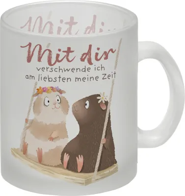 Produktbild von Meerschweinchen Glas Tasse mit Spruch Mit dir ist Zeitverschwendung schön