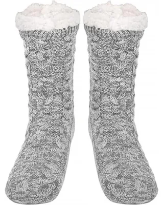 Produktbild von Kuschelsocken Herren & Damen mit Anti-Rutsch-Sohle, Warme Hüttensocken für Winter, One Size, 1 Paar