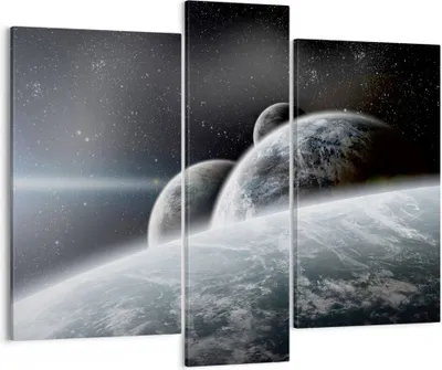Produktbild von Bild auf Leinwand - Leinwandbild - Planeten Kosmos Sterne - 95x80cm - Wand Bild - Wanddeko - Leinwanddruck - Bilder - Kunstdruck - Wanddekoration - Leinwand bilder - Wandkunst - CB95x80-2327