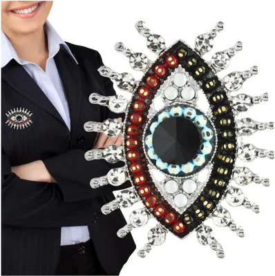 Immagine prodotto di Camerazar Spilla a forma di occhio con zirconi e perline in argento
