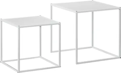 Produktbild von HOMCOM 2er-Set Couchtisch, Eckiger Beistelltisch, Kaffeetisch mit Stahlgestell